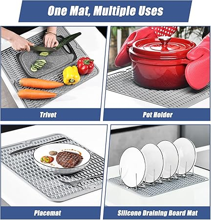 Suport vase si capace din inox, dish drainer rack, rib rack, economizor spatiu, 2 bucati, gri [3]