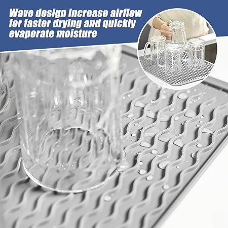 Suport vase si capace din inox, dish drainer rack, rib rack, economizor spatiu, 2 bucati, gri [4]
