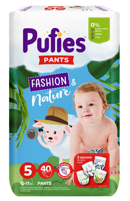 Scutece-chilotel Pufies Pants Fashion Nature, 5 Junior, 12-17 kg, 40 buc