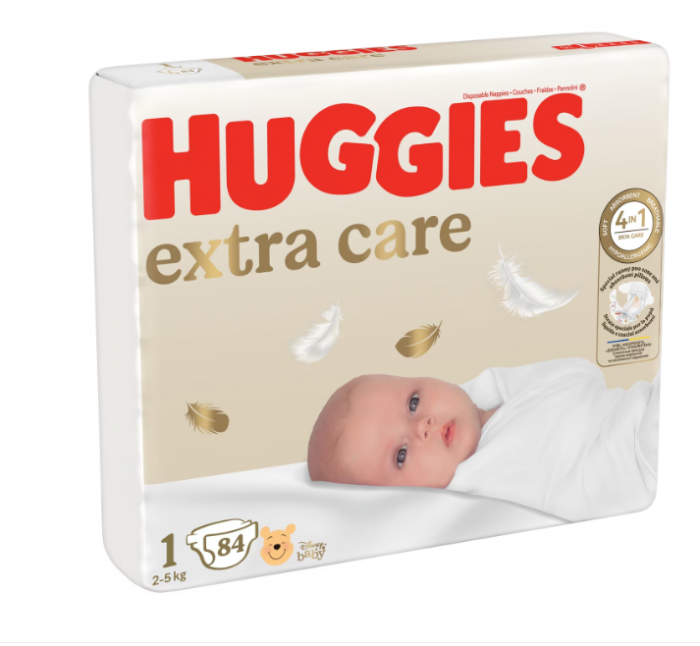 Scutece Extra Care Nr.1, 2-5 kg, 84 bucati, Huggies