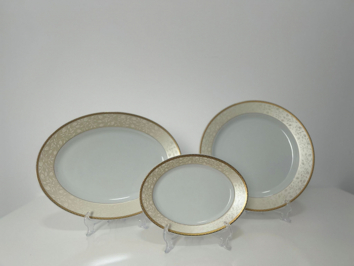 Serviciu de Masa pentru 12 Persoane, 44 piese rotund, Apulum, banda frunza auriu [8]