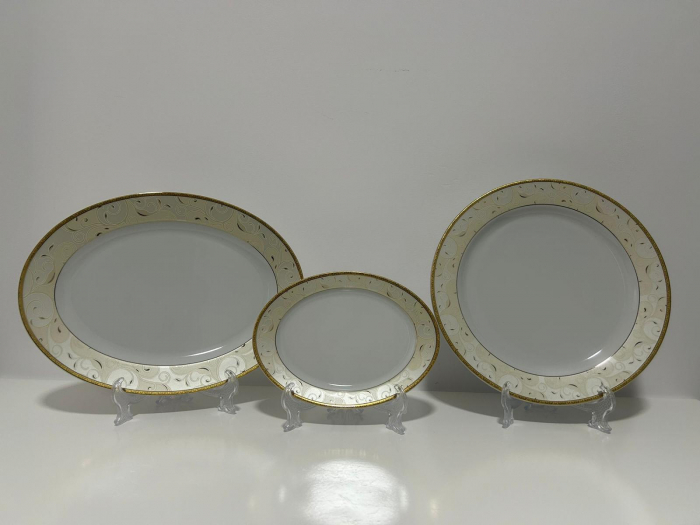 Serviciu de Masa pentru 12 Persoane, 44 piese rotund, Apulum, crengute margine aurie [8]