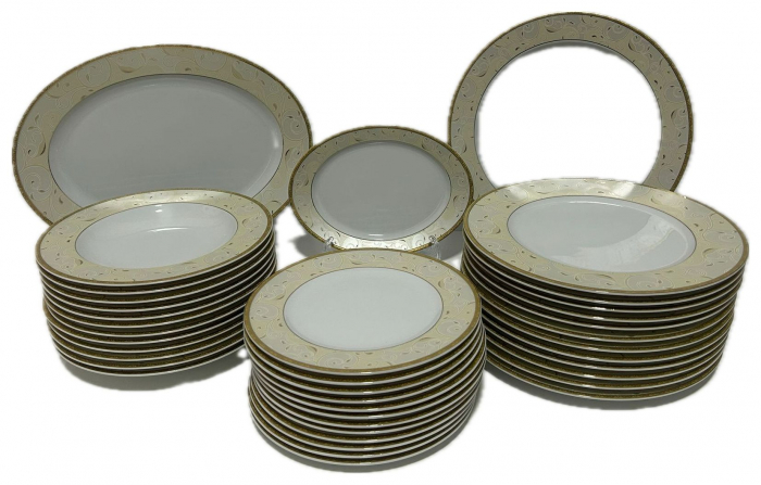 Serviciu de Masa pentru 12 Persoane, 44 piese rotund, Apulum, crengute margine aurie [7]