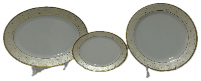 Serviciu de Masa pentru 12 Persoane, 44 piese rotund, Apulum, crengute margine aurie [9]