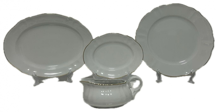 Serviciu de Masa pentru 12 Persoane, 44 piese rotund, Apulum, margine aurie, valurit [4]