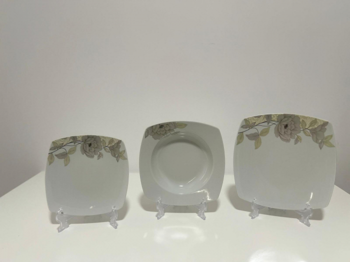Serviciu de Masa pentru 12 Persoane, 44 piese rotund, Apulum, floare gri [6]