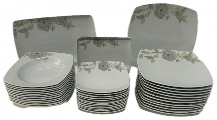 Serviciu de Masa pentru 12 Persoane, 44 piese rotund, Apulum, floare gri [3]