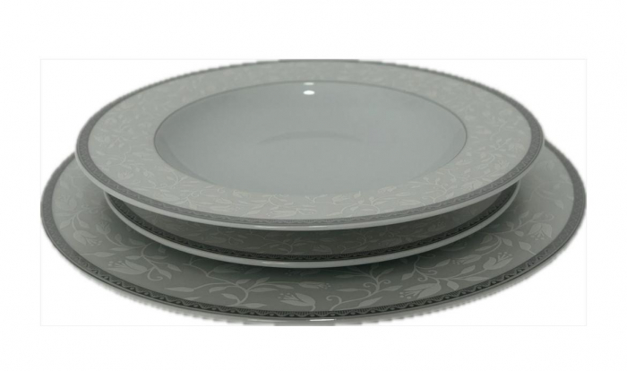 Serviciu de Masa pentru 12 Persoane, 44 piese rotund, Apulum, banda frunza arginitiu [10]