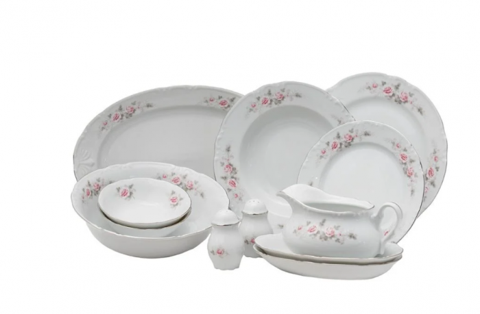 Serviciu masa portelan 12 persoane (45 piese), CONSTANCE decor FLORAL - CSSM-45