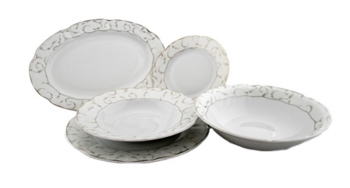 Serviciu masa portelan VIVIEN decor ARGINT, 6 persoane, 20 piese - VAM 20 [2]