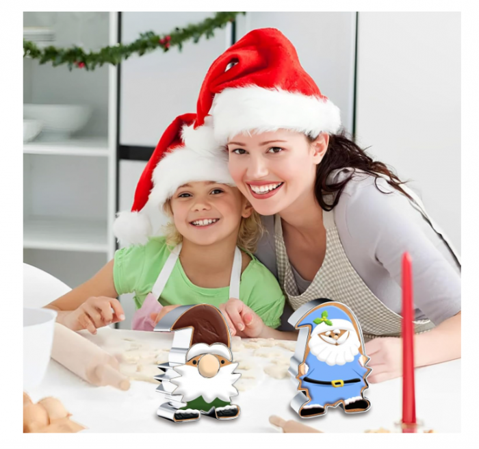 Set 2 forme biscuiți Moș Crăciun – decupătoare inox Crăciun – 8 cm – pentru fursecuri și fondant [6]