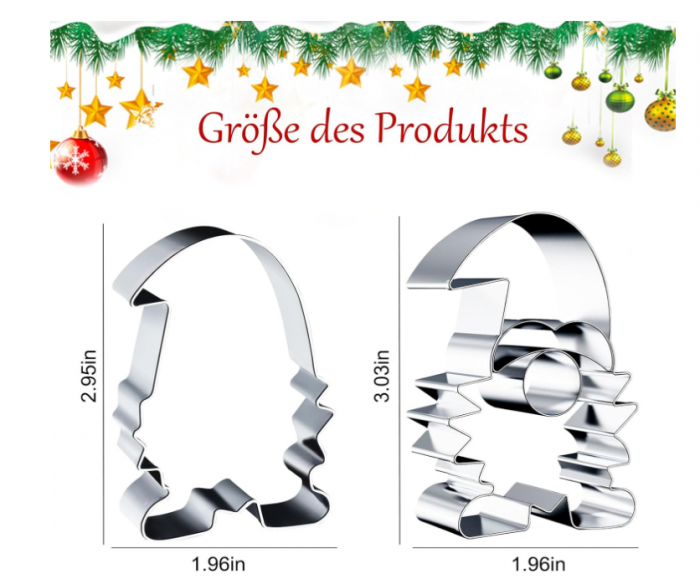 Set 2 forme biscuiți Moș Crăciun – decupătoare inox Crăciun – 8 cm – pentru fursecuri și fondant [4]