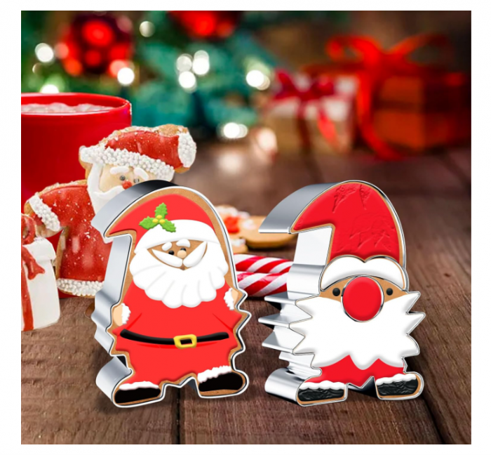 Set 2 forme biscuiți Moș Crăciun – decupătoare inox Crăciun – 8 cm – pentru fursecuri și fondant [3]