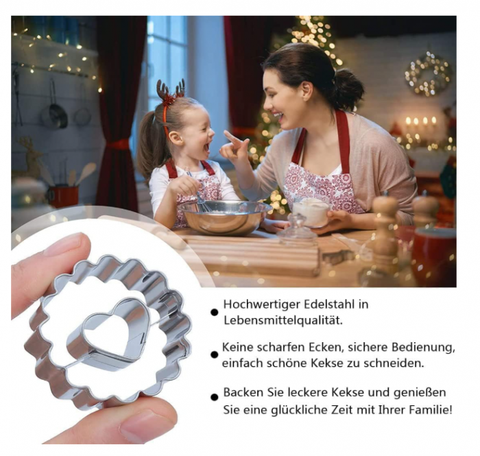 Set 9 decupătoare Linzer Crăciun – inox alimentar, modele tradiționale (Moș, fulg, brad etc.) [5]