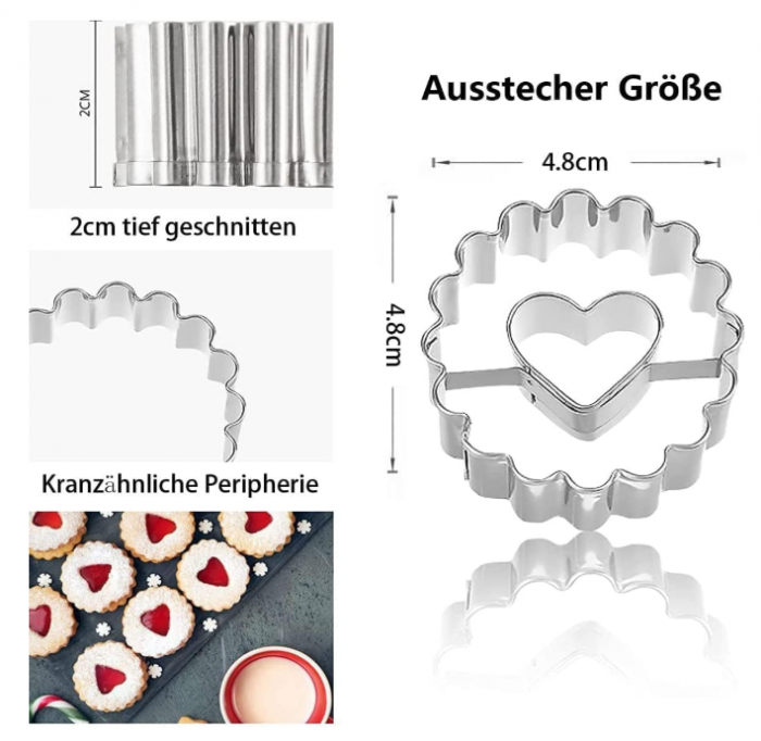 Set 9 decupătoare Linzer Crăciun – inox alimentar, modele tradiționale (Moș, fulg, brad etc.) [4]
