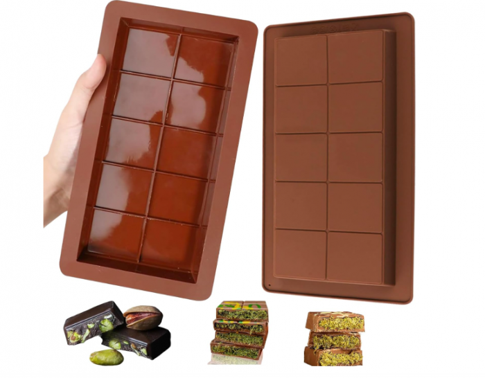 Set 2 forme silicon tablete de ciocolata ,   anti,  aderent, alimentare, rezistente la caldura (-40,    C pana la +230,    C)