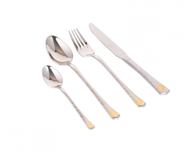 Set 24 tacamuri cu model, stainless stell, auriu, lucios, pentru 6 persoane, RAWI-24GF [3]
