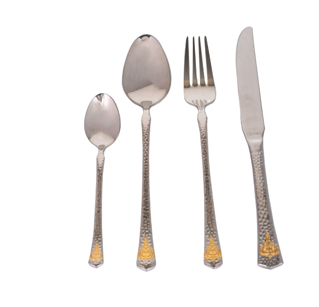 Set 24 tacamuri cu model, stainless stell, auriu, lucios, pentru 6 persoane, RAWI-24GF [5]