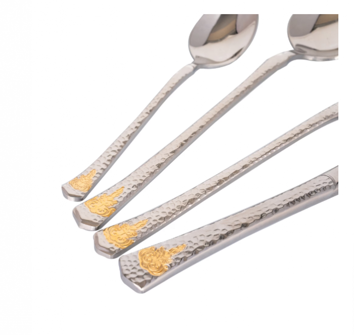 Set 24 tacamuri cu model, stainless stell, auriu, lucios, pentru 6 persoane, RAWI-24GF [4]