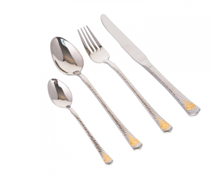 Set 24 tacamuri cu model, stainless stell, auriu, lucios, pentru 6 persoane, RAWI-24GF [2]