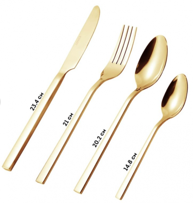 Set tacamuri din inox, 24 piese, auriu lucios, Voltz [2]