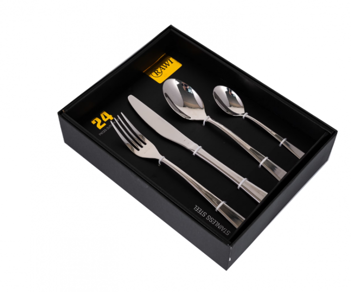 Set 24 tacamuri cu model, stainless stell, pentru 6 persoane, RAWI-24M3 [2]