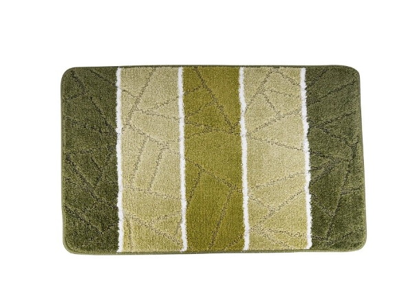 Set 3 covorase baie, NOVA HOME, Poliester, Verde inchis, cu dungi, 80x50cm, 50x40cm [2]