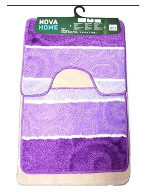Set de 3 covorase de baie mari, Nova Home, mov dungi, 50x80, 50x40, 50x39 [4]