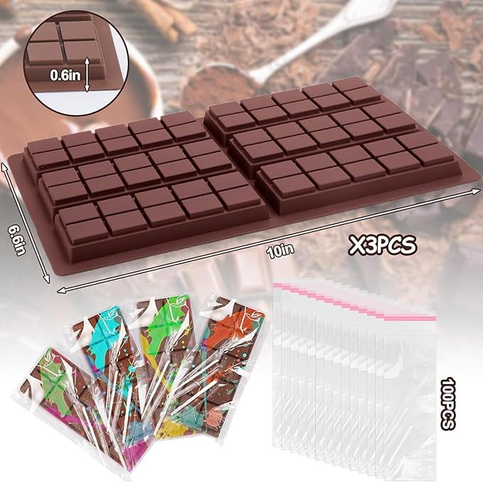 Set 3 forme ciocolata din silicon, matrite antiaderente pentru batoane, ciocolata, budinca si dulciuri [6]