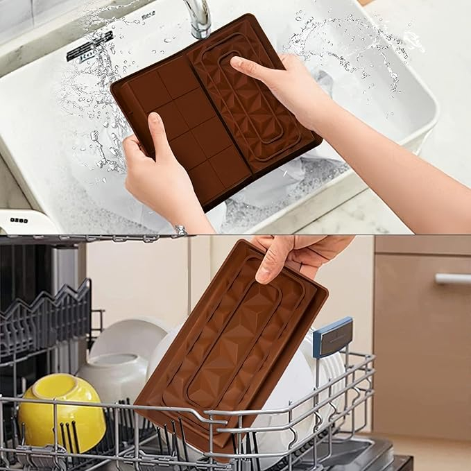 Set 3 forme ciocolata silicon, ciocolata Dubai, cu spatula si 100 pungi plastic, antiaderente, pentru praline, batoane si dulciuri [5]
