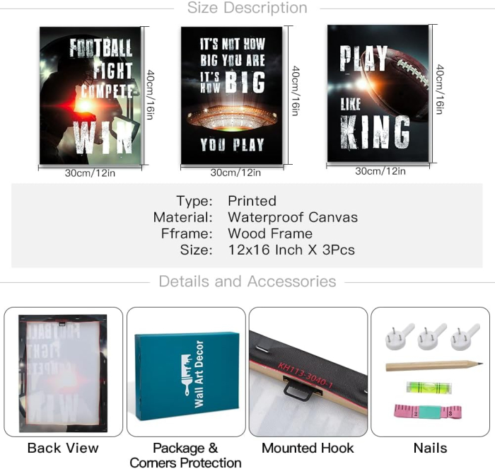 Set 3 tablouri canvas Artscope abstract, tematica sport si pasiune, imprimeu artistic modern pentru decor perete, 30 x 40 cm [2]
