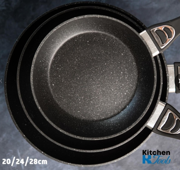 Set 3 tigai din aluminiu forjat fara capac, marmorate, 20/24/28cm, Bohmann [3]