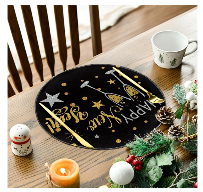 Set 4 șervețele ronde (⌀ 38 cm), poliester torsionat premium, anti-șifonare, lavabile, decor mese pentru sezon & zi cu zi [3]