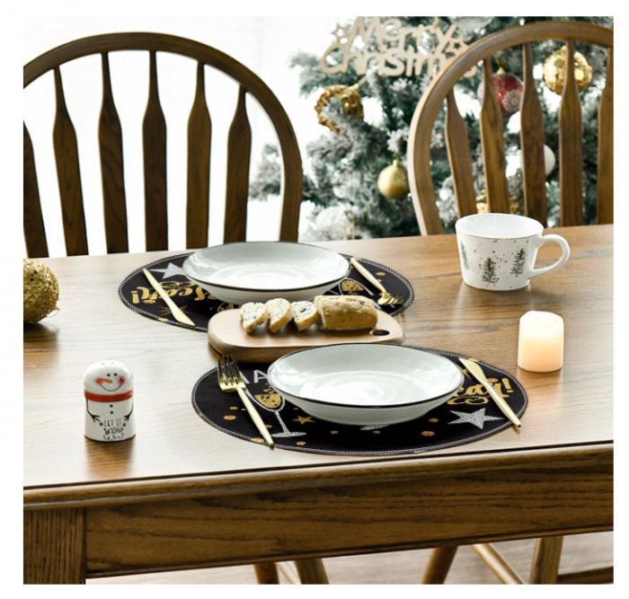 Set 4 șervețele ronde (⌀ 38 cm), poliester torsionat premium, anti-șifonare, lavabile, decor mese pentru sezon & zi cu zi [4]