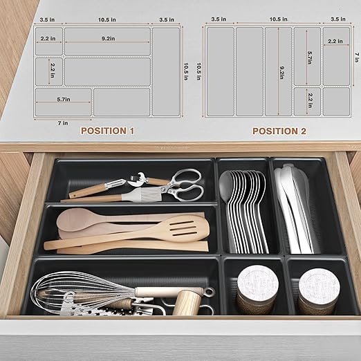 Organizator reglabil pentru tacamuri – 7 compartimente, extensibil pentru sertare diverse [3]