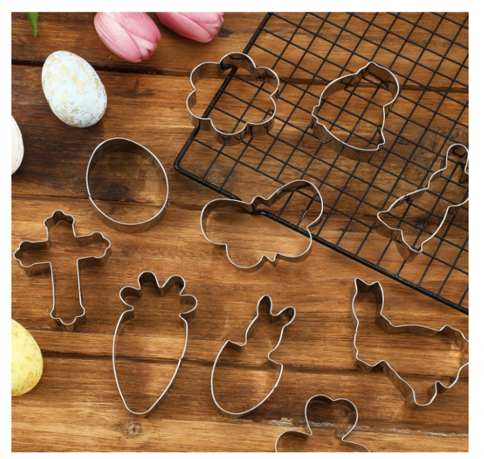 Set 10 decupătoare biscuiți Paște – inox alimentar, diverse forme (iepure, miel, floare, morcov, pui) [4]