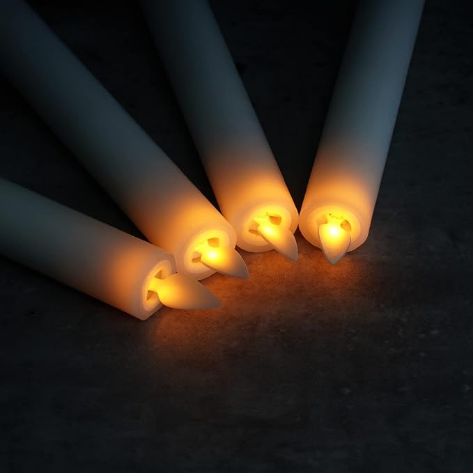 Set 4 lumânări LED tip candelă, cu flacără „dansantă”, alimentate cu baterii, cu telecomandă și temporizator, decor Crăciun & Halloween [4]