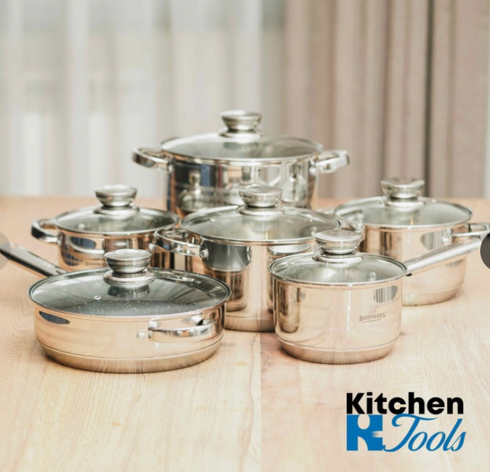 Set 6 oale inox cu capace Bohmann + tigaie granit [14]
