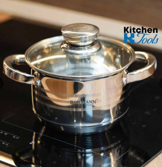 Set 6 oale inox cu capace Bohmann + tigaie granit [6]