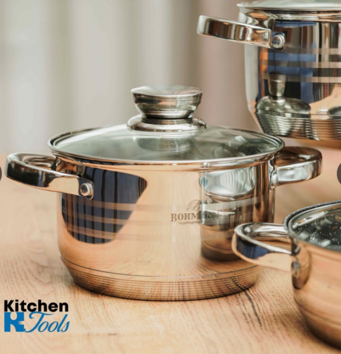 Set 6 oale inox cu capace Bohmann + tigaie granit [13]