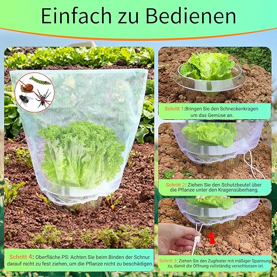 Set 25 bucati + 25 plase, inele transparente anti-lumaca, protectie pentru salata si varza, coliere impotriva melcilor si altor daunatori [7]