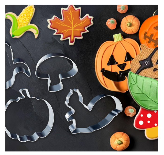 Set 8 forme biscuiti inox toamnă – veveriță, ghindă, dovleac, trei frunze – cookie cutters pentru Halloween/Thanksgiving [5]