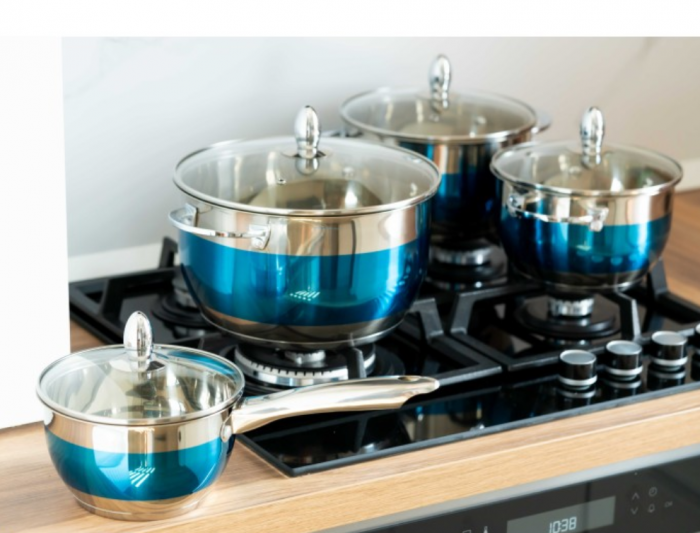Set 8 piese, cratite inox termorezistente, 1.8l/2.5l/3.5l/5.9l, Bohmann, Albastru [4]
