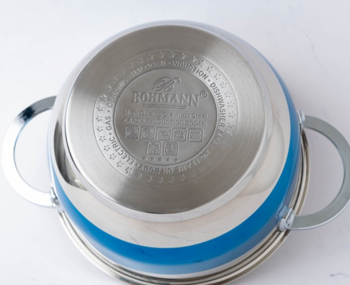 Set 8 piese, cratite inox termorezistente, 1.8l/2.5l/3.5l/5.9l, Bohmann, Albastru [7]