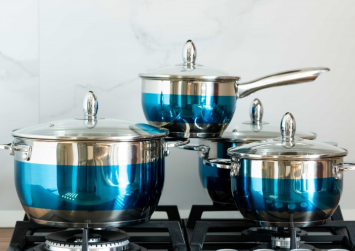 Set 8 piese, cratite inox termorezistente, 1.8l/2.5l/3.5l/5.9l, Bohmann, Albastru [2]