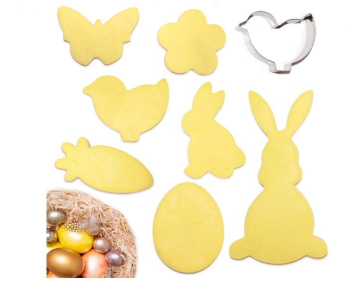Set 8 decupatoare biscuiți Paște – inox alimentar, modele mari de iepuraș (12,7 cm), care se târâie (8 cm) [3]