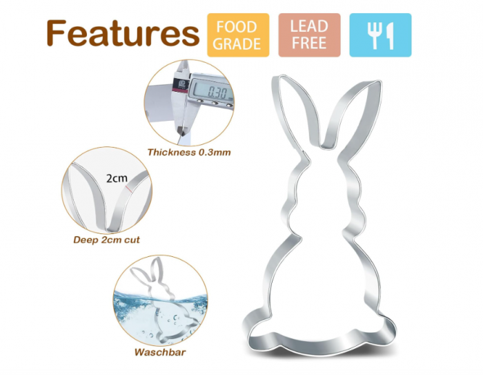 Set 8 decupatoare biscuiți Paște – inox alimentar, modele mari de iepuraș (12,7 cm), care se târâie (8 cm) [2]