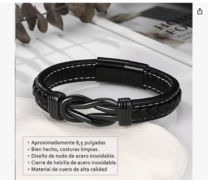 Brățară piele bărbați – cadou pentru tată, mesaj motivațional gravat, oțel inoxidabil + cutie cadou [3]