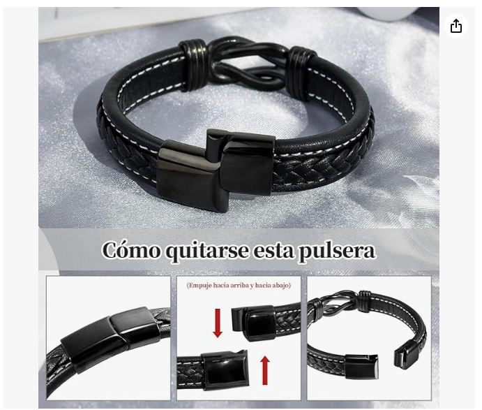 Brățară piele bărbați – cadou pentru tată, mesaj motivațional gravat, oțel inoxidabil + cutie cadou [4]