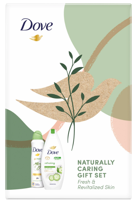 Set Dove Naturally Refreshing: Antiperspirant spray, 150 ml + Gel de dus, 250 ml